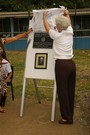 A dedicatory plaque was unveiled by Cathy Miller, of the Peninsula Rotary Club.